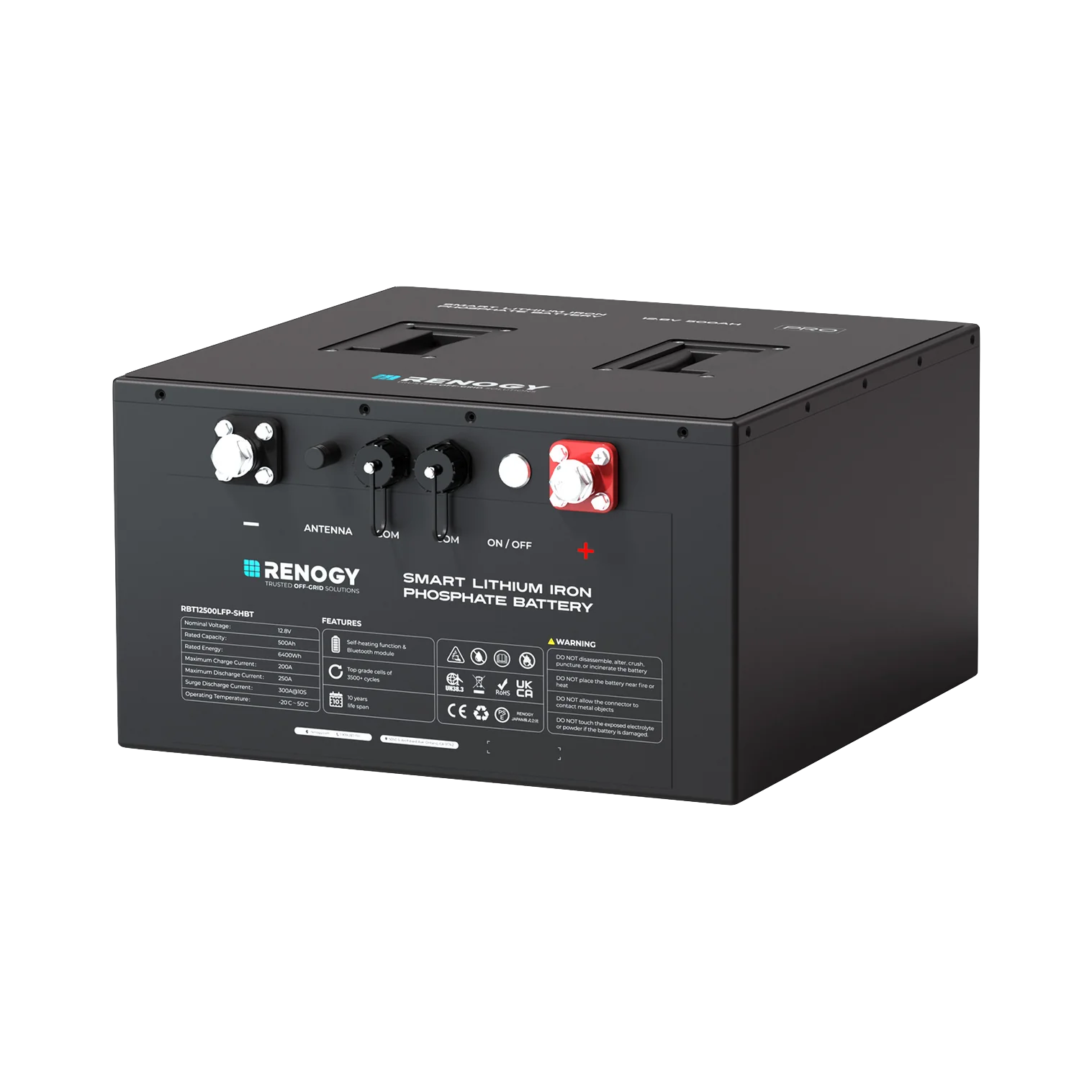 Renogy 12.8V 500Ah Pro Series Smart Lithium Iron Phosphate Battery